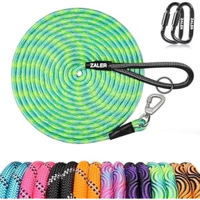 Eryueer Long Dog Leash, 50 feet 30ft 20ft 15ft 10ft Dog Training Lead, Heavy Duty Check Cord Recall Leash for Dogs Training, Playing, Camping, or Backyard (10FT, Blue Green)