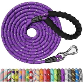 Eryueer Long Dog Leash, 70FT Check Cord with with Swivel Lockable Hook, Reflective Threads and Padded Handle for Purple Leash for Small Medium Large Dog Walking Training Hiking Camping Playing
