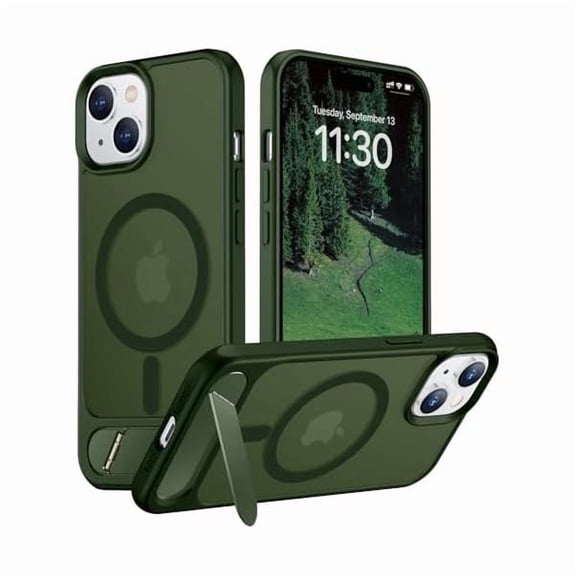 Eryueer Magnetic Compatible with iPhone 15 Case, [Built-in Invisible Kickstand][Compatible with MagSafe] [Military Grade Shockproof] Slim Translucent Matte Phone Case for iPhone 15 6.1"