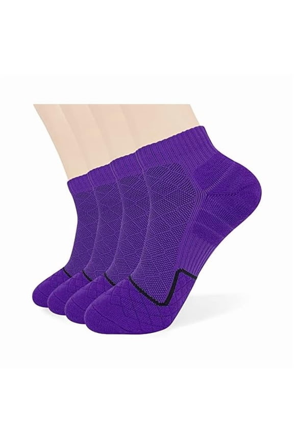 Men's & Women's Training Sweat Wicking Tech Cushioned Athletic Ankle Socks 4 Pack