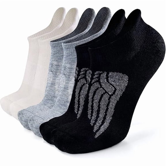Eryueer Merino Wool Compression Support Ankle Running Hiking Socks for Men Women, Soft Thick Cushion Tab Socks 3/6 Pairs