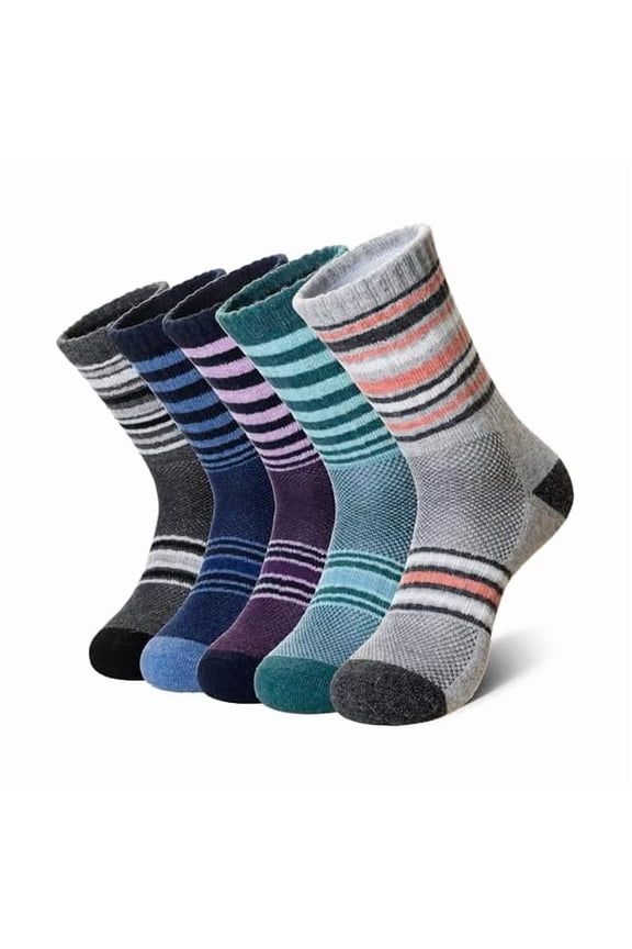 Merino Wool Hiking Socks for Women Men Thermal Winter Warm Moisture Wicking Boot Work Cushion Gift Socks 5 Pairs