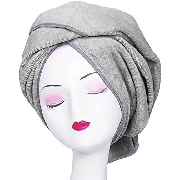 Eryueer Microfiber Towel for Curly Hair Large Anti Frizz Super Absorbent Hair Towel 23.6''x47'' Fast Hair Drying Towel Hair Wrap for Bath Spa Facial Makeup, Gray