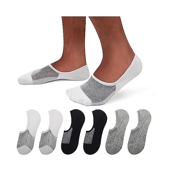 Eryueer No Show Socks Men 6/8 Pack Invisible Low Cut Non Slip Short Socks Size 5-11/10-13