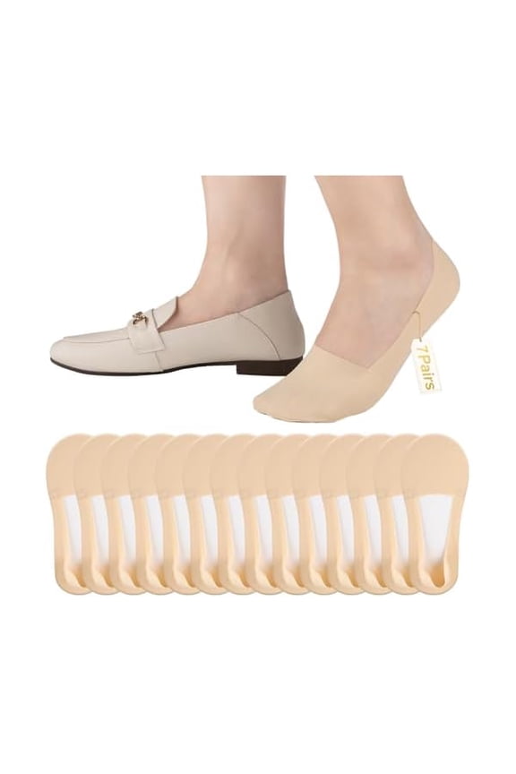 No Show Socks Womens Low Cut Non Slip Invisible Liner Thin Silk Socks for Flats Loafers (7 Pairs)