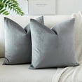 thumbnail image 1 of Eryueer Pack of 2 Velvet Soft Solid Cushion Covers 40x40 cm 16x16 Inch Decorative Throw Pillow Covers Square Cushion Case Home Decor Pillow Cases for Couch Sofa Living Room Bedroom (Grey), 1 of 1