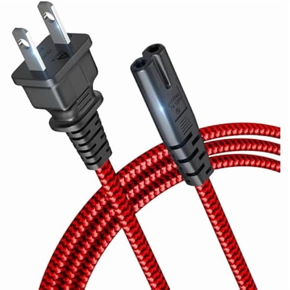 Eryueer Power Cord, 10FT/3M AC Power Cable 7A 125V TV Power Cord 18AWG Braided 2 Prong Power Cable Replacement for PS5, PS4, PS3, Xbox, Speaker, Monitor, Samsung LG TV, Printer, Camera -Red