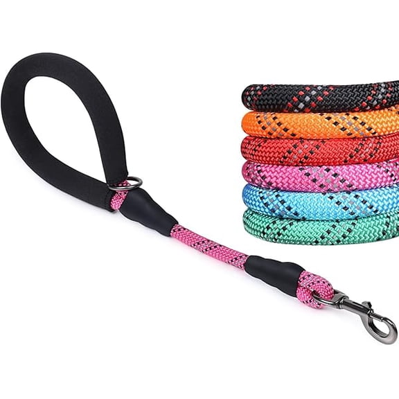 Eryueer Short Dog Lead Closerok Traffic Leash for Dog with Soft Padded Handle for Training & Walking, Padded Neoprene & Heavy Duty, 46cm, Pink