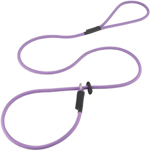 Eryueer Slip Lead Dog Leash Strong Nylon Training Rope with Spring-Loaded Adjustable Stopper 5/16" x 4/5/6ft -No Pull Heavy Duty Leash for Small Medium Large Dogs(Light Purple, 5 FT)