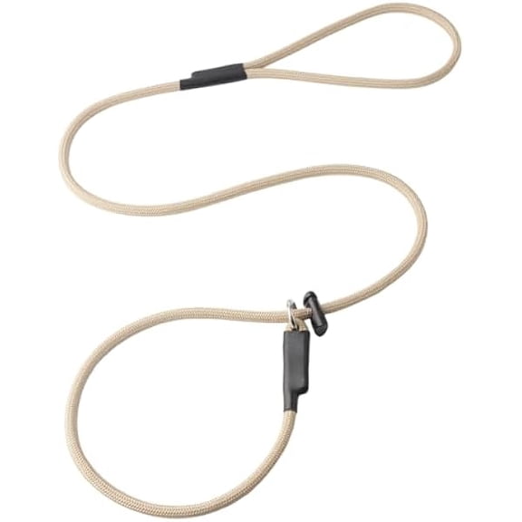 Eryueer Slip Lead Dog Leash Strong Nylon Training Rope with Spring-Loaded Adjustable Stopper 5/16" x 4ft -No Pull Heavy Duty Leash for Small Medium Large Dogs(Khaki, 4 FT)