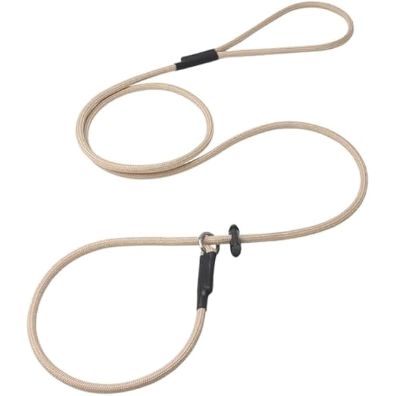 Eryueer Slip Lead Dog Leash Strong Nylon Training Rope with Spring-Loaded Adjustable Stopper 5/16" x 6ft -No Pull Heavy Duty Leash for Small Medium Large Dogs(Khaki, 6 FT)