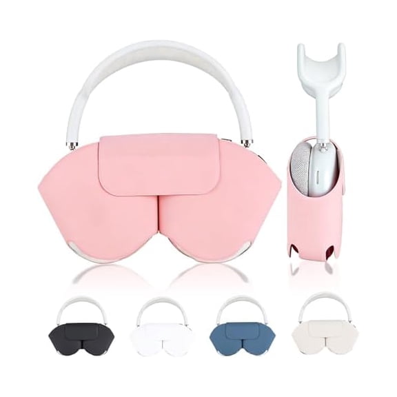 Eryueer Smart Case Cover compatible with Apple AirPods Max, Soft PU Leather Carrying Travel Protective Case with Sleep Mode, Anti-Dust Cover Compatible with AirPod Max Headphones Accessories (Pink)