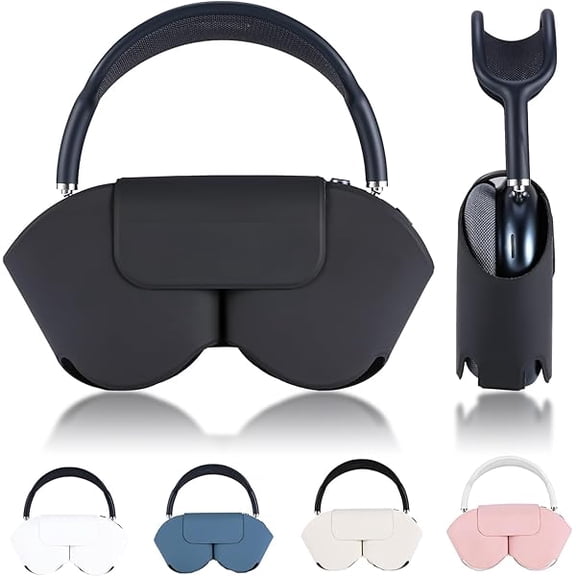Eryueer Smart Case Cover compatible with Apple AirPods Max, Soft PU Leather Carrying Travel Protective Case with Sleep Mode, Anti-Dust Cover Compatible with AirPod Max Headphones Accessories (Black)