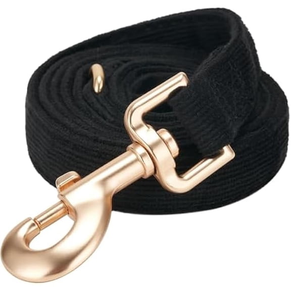 Eryueer Soft Dog Lead Medium with Gold Metal Clasp for Medium Large Dogs,2.0cm x 150cm,Black M