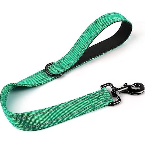 Eryueer Strong Short Dog Leash 2FT, 1.2 Inch Wide, Heavy Duty, Padded Handle for Traffic Control, Reflective Leash for Medium and Large Dogs Walking Training, Teal