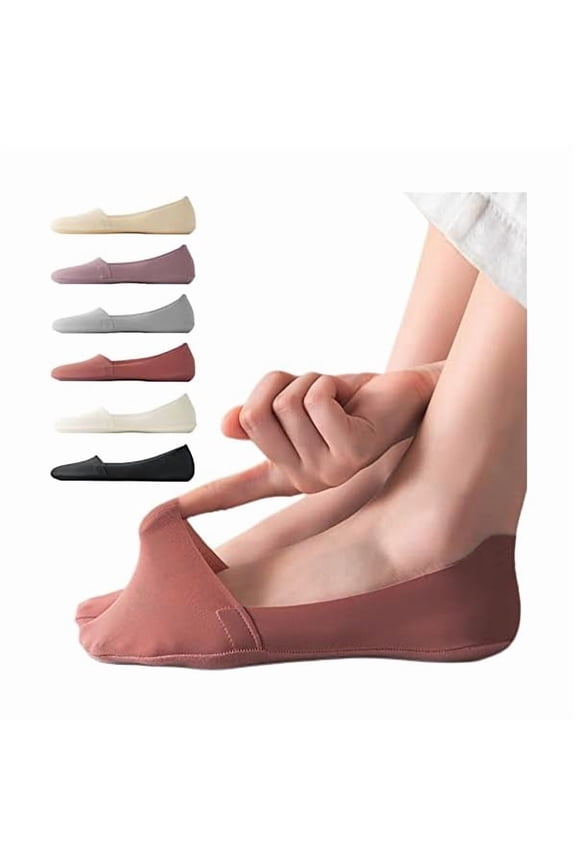 Thin No Show Socks (Women 5-12), Made of Ice Silk Surface on the Surface & Cotton on the Bottom
