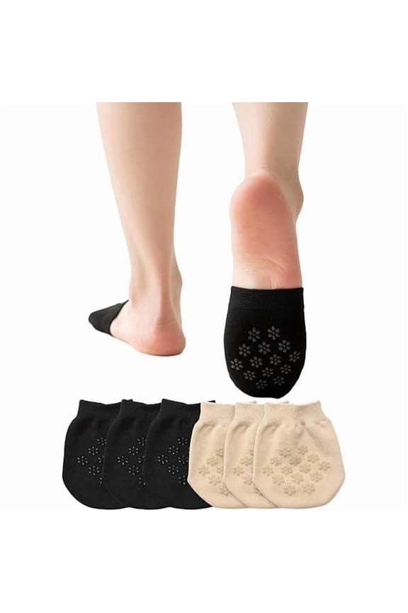 Toe Topper No Show Socks for Women Cotton Seamless Non-Slip Invisible Half Socks for Mules Clogs Flats