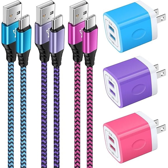 Eryueer for USB Wall Charger Block Fast Charging Brick Compatible with Samsung Galaxy S24 S23 FE S22 S21 S20 A15 Z Fold/Flip 6,Moto Razr/Edge 2024,Google Pixel 9 Pro XL 8a,3Pack 2.1A Dual Charger