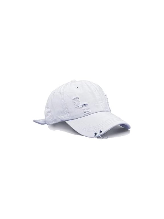 Unisex Ripped Distressed Denim Ring Baseball Cap Hip Hop Vintage Dad Hat Adjustable