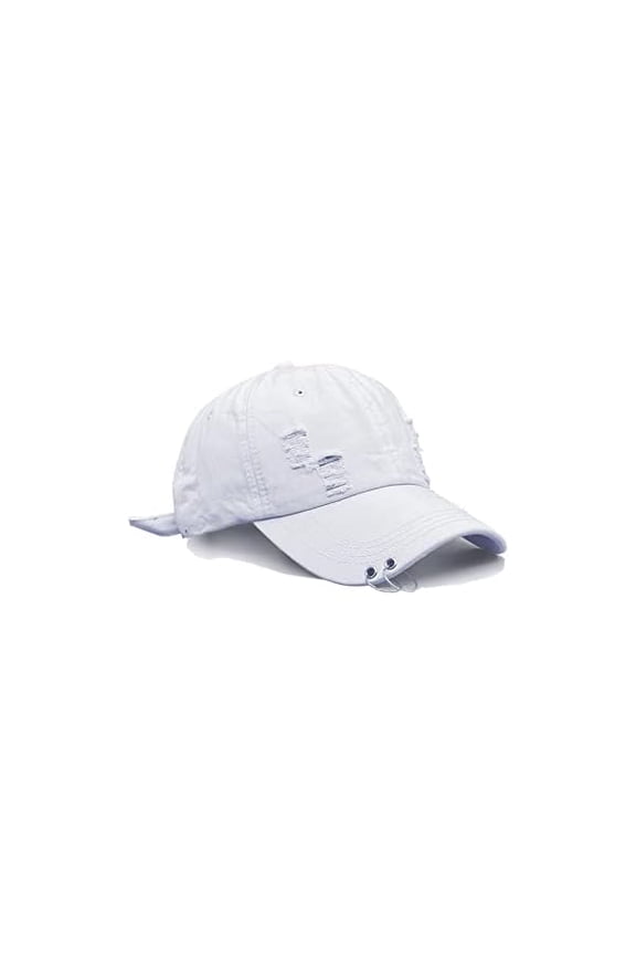 Unisex Ripped Distressed Denim Ring Baseball Cap Hip Hop Vintage Dad Hat Adjustable