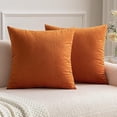 thumbnail image 1 of Eryueer Velvet Cushion Covers Throw Pillow Case Soft Modern Decorative Square Luxury Pillowcases for Livingroom Sofa Chair Bedroom with Invisible Zipper Set of 2 35cm x 35cm,14x14 Inches Orange, 1 of 1