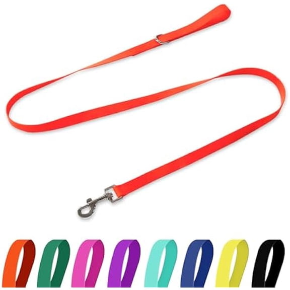 Eryueer Waterproof Dog Leash, 5/6 FT Durable Odor-Proof Dog Leashes with Strong Metal Hooks Fits Small Medium or Large Dogs (Orange, 6FT - 1 inch Width)