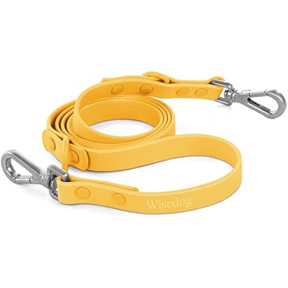 Eryueer Waterproof Dog Leash 5ft/6ft Adjustable with 2 Metal Swivel Hooks, Easy to Clean Dog Leashes for Small, Medium, Large Breed Dogs (Butter Yellow L)