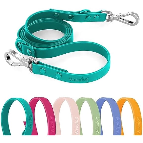 Eryueer Waterproof Dog Leash 5ft/6ft Adjustable with 2 Metal Swivel Hooks, Easy to Clean Dog Leashes for Small, Medium, Large Breed Dogs (Emerald Green,S)