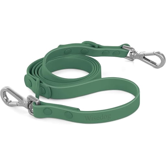 Eryueer Waterproof Dog Leash 5ft/6ft Adjustable with 2 Metal Swivel Hooks, Easy to Clean Dog Leashes for Small, Medium, Large Breed Dogs (Pine Green M)