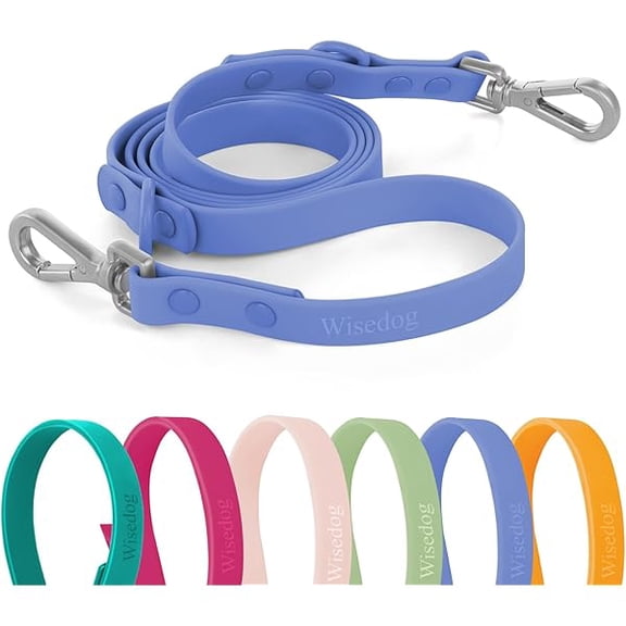 Eryueer Waterproof Dog Leash 5ft/6ft Adjustable with 2 Metal Swivel Hooks, Easy to Clean Dog Leashes for Small, Medium, Large Breed Dogs (Blue,S)