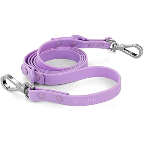Eryueer Waterproof Dog Leash 5ft/6ft Adjustable with 2 Metal Swivel Hooks, Easy to Clean Dog Leashes for Small, Medium, Large Breed Dogs (Lilac L)
