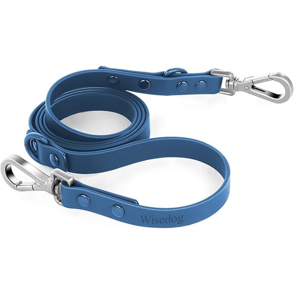 Eryueer Waterproof Dog Leash 5ft/6ft Adjustable with 2 Metal Swivel Hooks, Easy to Clean Dog Leashes for Small, Medium, Large Breed Dogs (Navy,M)