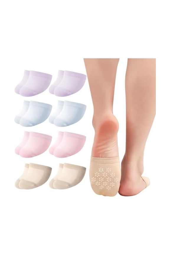 Women's Toe Socks for Mules Half Socks Toe Topper Covers No Show Invisible Non-slip Liners for Clogs Flats 6/8 Pairs