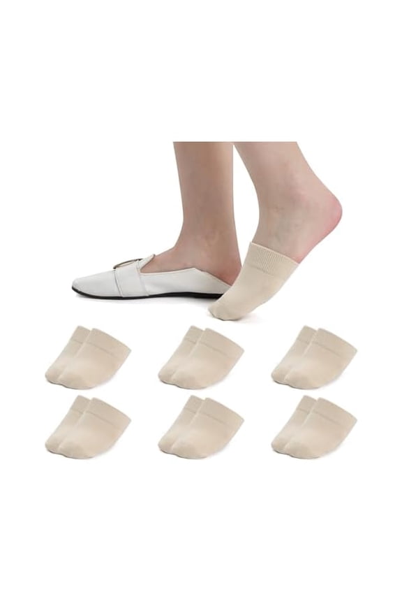 Women's Toe Socks for Mules Half Socks Toe Toppers Liner No Show Invisible Non-slip Toe Covers 6/8 Pairs
