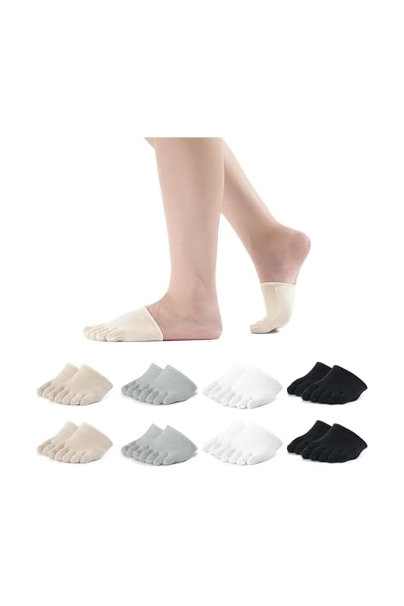 Women's Toe Socks for Mules Half Socks Toe Toppers Liner No Show Invisible Non-slip Toe Covers 6/8 Pairs