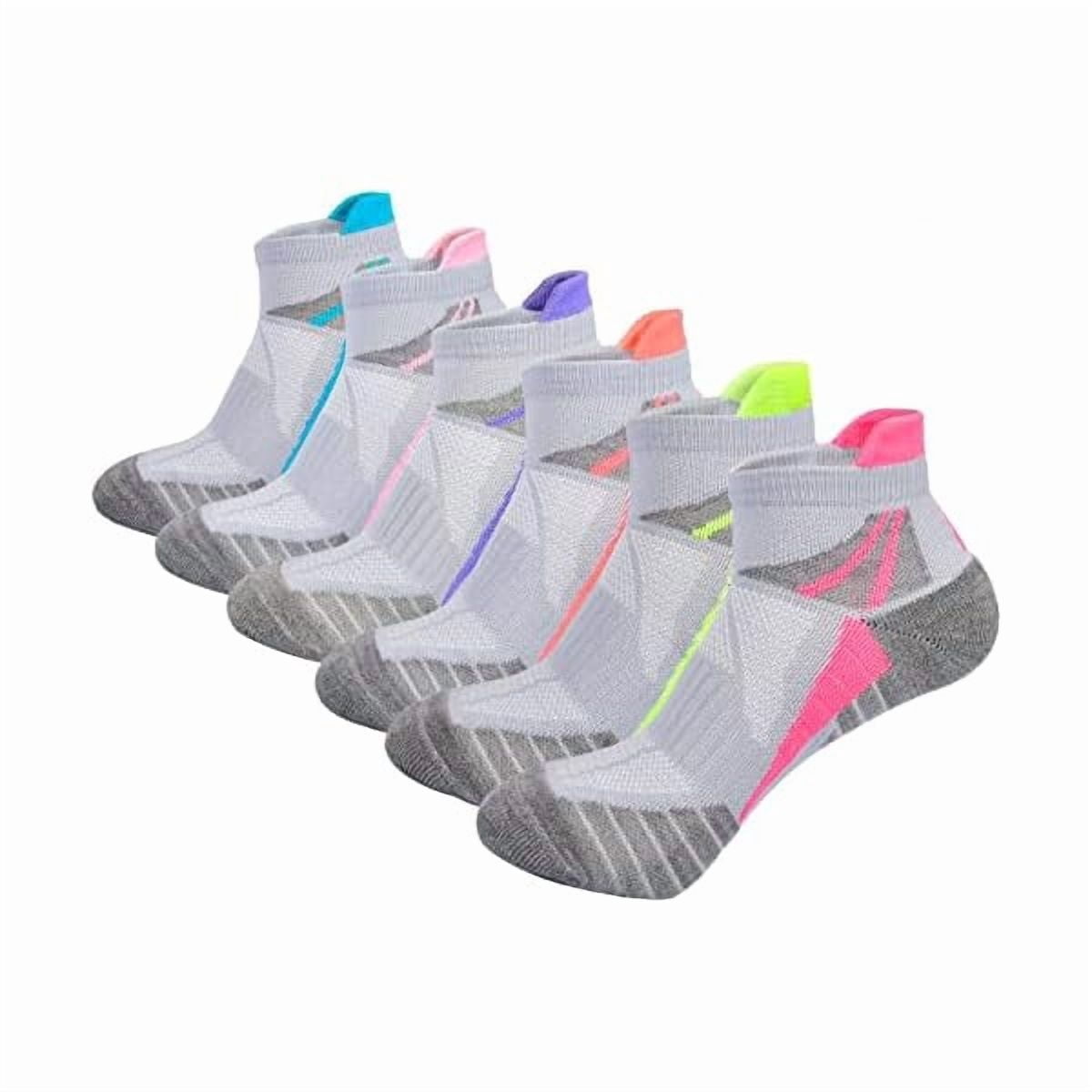 Eryueer Womens Ankle Socks Athletic Cushioned Breathable Performance Sport Tab Cotton Quarter Women's Running Socks 6 Pack