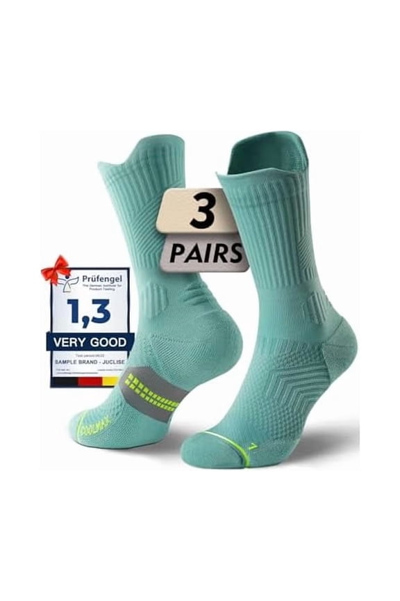 Womens Coolmax Bamboo Viscose Compression Running Crew Socks, Moisture-Wicking Anti-Blister Boot Athletic Hiking
