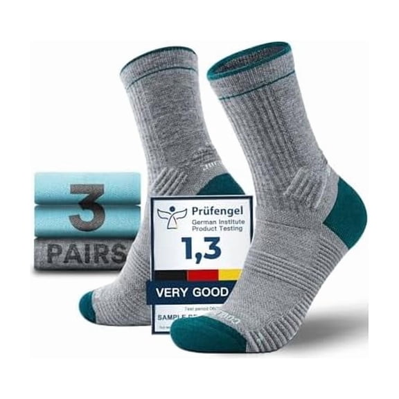 Eryueer Womens Merino Wool Breathable Hiking Socks Lightweight Compression Seamless Moisture Wicking Anti-Blister Cushioned