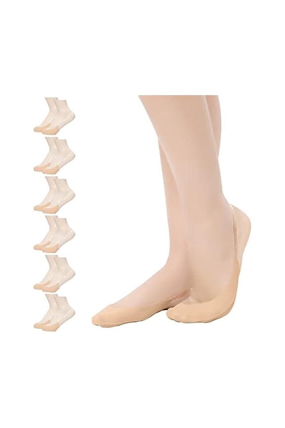 Womens Toe Topper Socks with Invisible SlingBack 6 Pairs Low Half Cut No Show Toe Covers for Heels