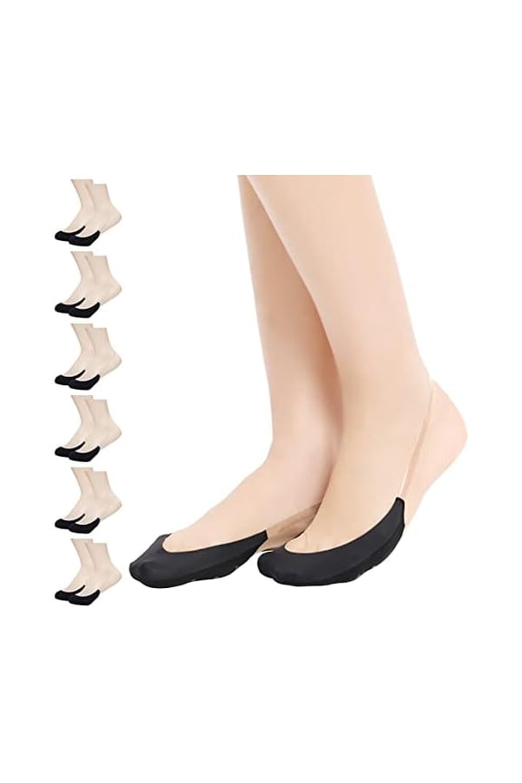 Womens Toe Topper Socks with Invisible SlingBack 6 Pairs Low Half Cut No Show Toe Covers for Heels