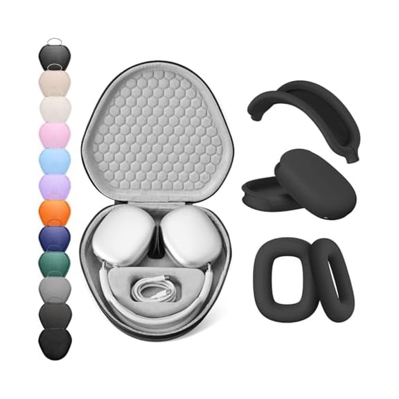 Eryueer compatible with Airpods Max Case Cover,Smart Case with Sleep Mode Made by Air pods,Compatible with Apple AirPods Max,Protective Carry Travel Cover AirPod Pro Max Cases,Headphone,Black A+Black