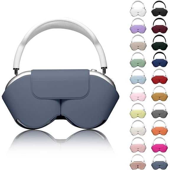 Eryueer compatible with Apple Airpods Max Case,Smart Case Cover Accessories with Sleep Mode Made by PU Leather Original Replacement Carrying Case compatible with Airpod Pro Max Headphones,Gray Blue