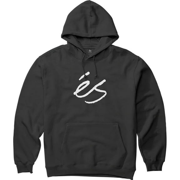 Es Skateboarding Men's Script Logo Pullover Fleece Hoodie Sweatshirt (Small, Black)