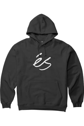 Men's Script Logo Pullover Fleece Hoodie Sweatshirt (Small, Black)