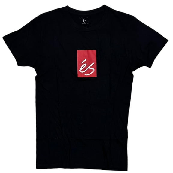 Es Skateboarding Men's T-Shirt Main Block Logo Short Sleeve Crewneck Tee (Small, Black)