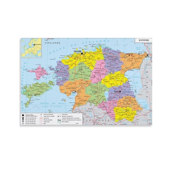 Es-tonia Map Posters Home Decor Poster Wall Art Hanging Picture Print Bedroom Decorative Painting Posters Room Aesthetic 08x12inch(20x30cm)