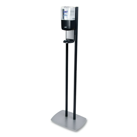 Es6 Hand Sanitizer Floor Stand With Dispenser, 1,200 Ml, 13.5 X 5 X 28.5, Graphite/silver | Bundle of 2 Cartons