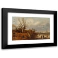 thumbnail image 1 of Esaias van de Velde 14x11 Black Modern Framed Museum Art Print Titled - Cottages and Frozen River (1629), 1 of 5