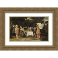 thumbnail image 1 of Esaias van de Velde 2x Matted 24x18 Gold Ornate Framed Art Print 'Elegant company dining in the open air', 1 of 2