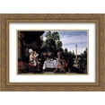thumbnail image 1 of Esaias van de Velde 2x Matted 24x18 Gold Ornate Framed Art Print 'Merry company banqueting on a terrace', 1 of 2